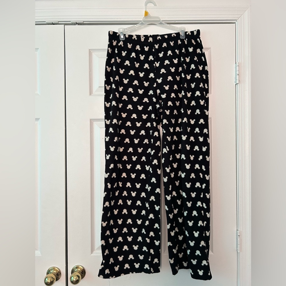 Black and White Mickey Mouse Print Pajama Pants